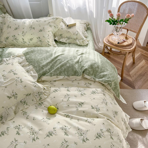 King size beige green floral - size,